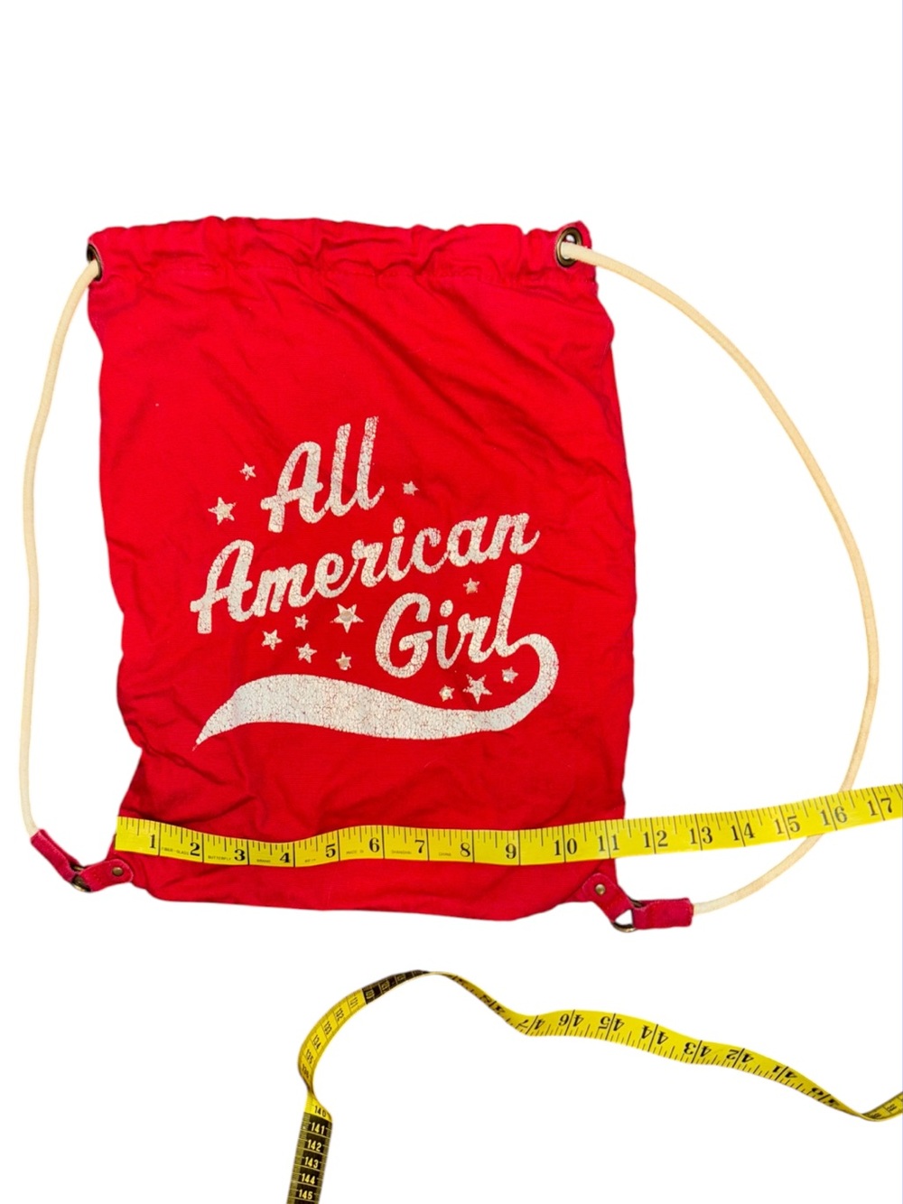 All American Girl Red Drawstring Backpack - Picture 4 of 4